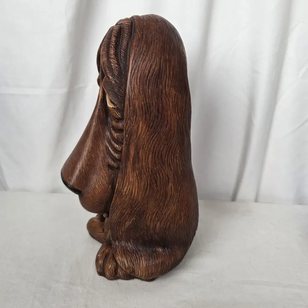 Vintage Ceramic Hound Dog Piggy Bank Basset 1970s Brown Puppy Coin Statue Figure